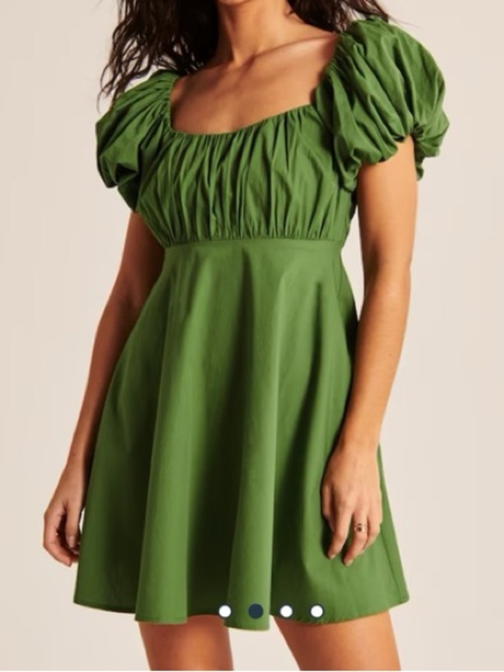 Abercrombie Fitch Puff Sleeve Mini Dress Empire Waist Green Large NWT